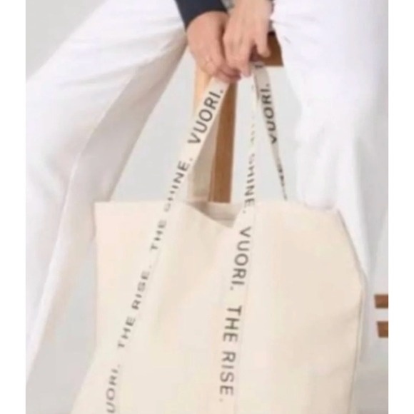 Vuori Handbags - VUORI The Rise The Shine Natural/Cream Canvas Oversize Tote Bag‎